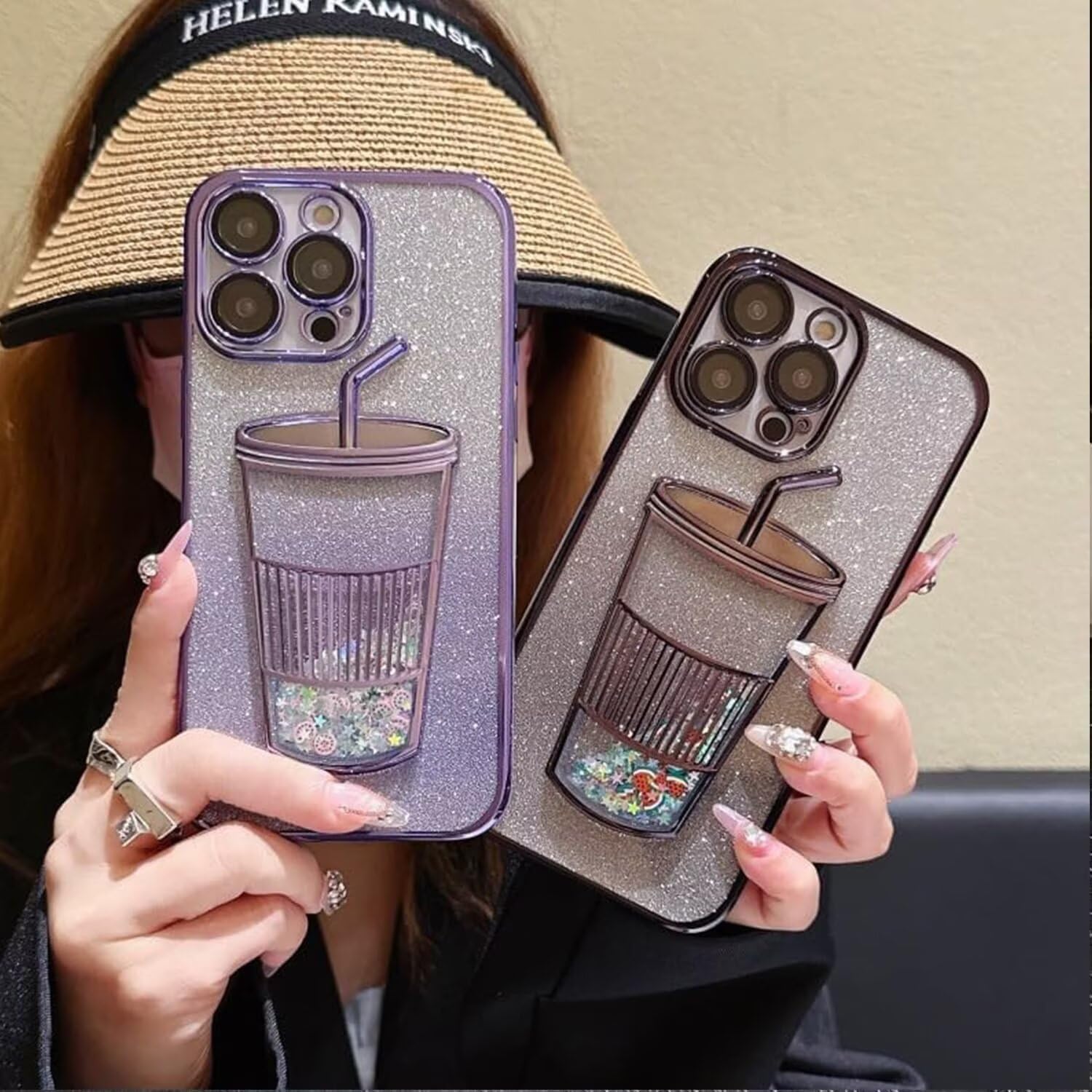Amazon.co.jp: Yienning 3D キラキラ光るミルクティー型電話ケース